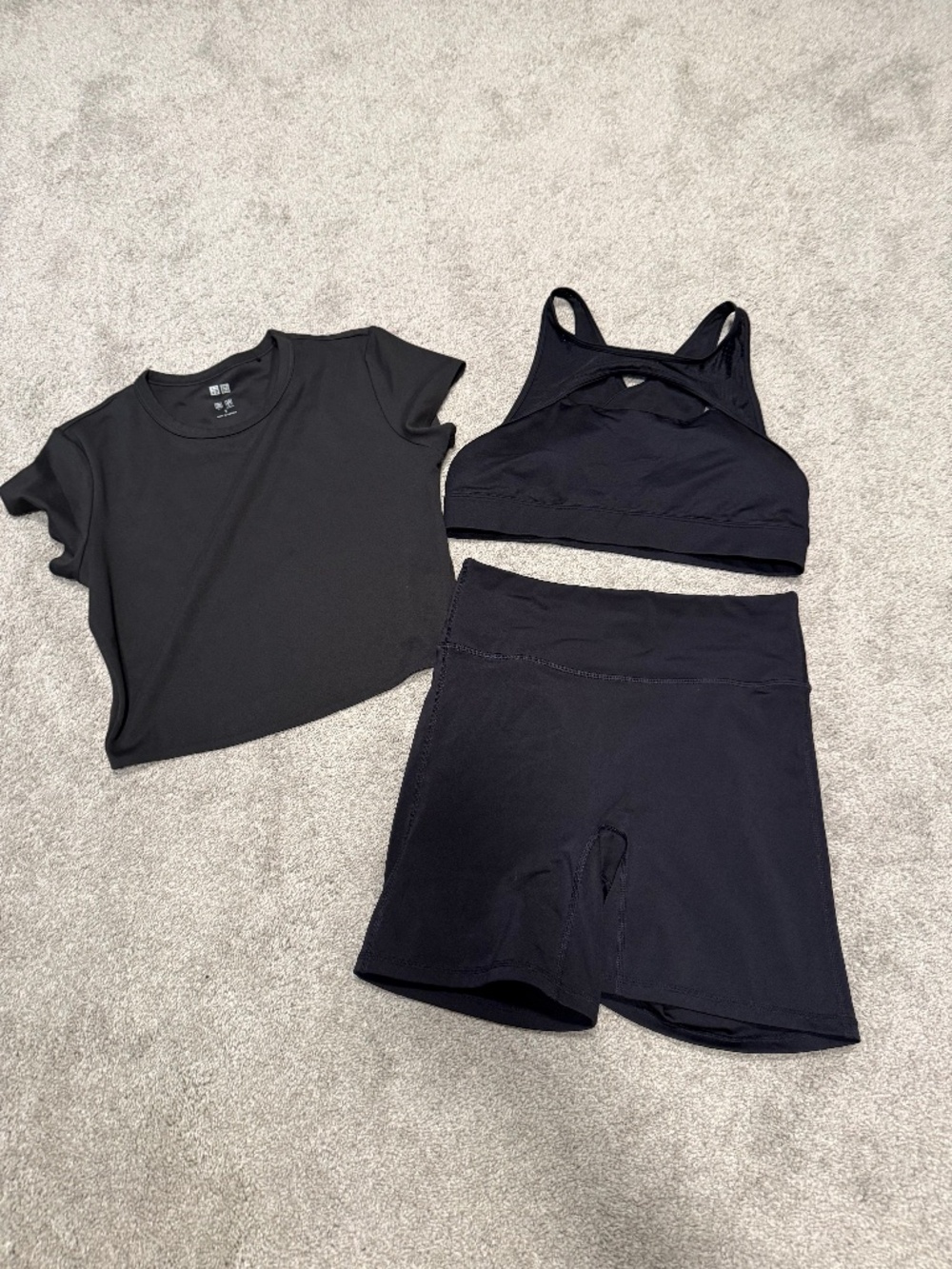 3 piece set- shorts, bra and cropped top